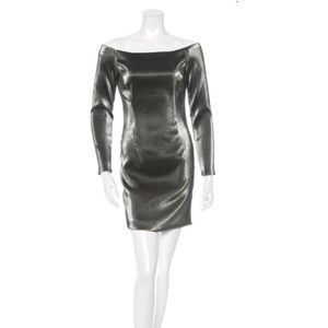 New! HANEY Off-the-Shoulder Metallic Dress